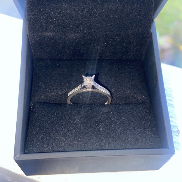 10k White Gold Princess Cut Diamond Engagement Ring 💍 Size 7 1/4 carat - Picture 4 of 8